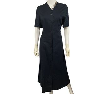 Laura, Ashley, button-down maxi dress, USA 14 twilight blue scalloped neckline